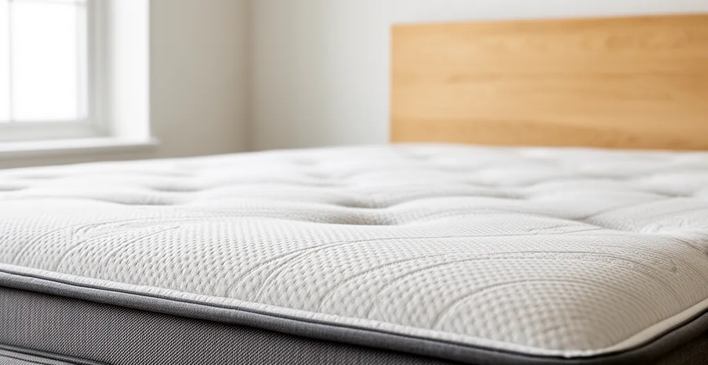 Vue rapprochée de la surface d'un matelas ferme montrant sa texture